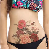 Peony Flower Butterfly Waterproof Temporary Tattoo Sticker